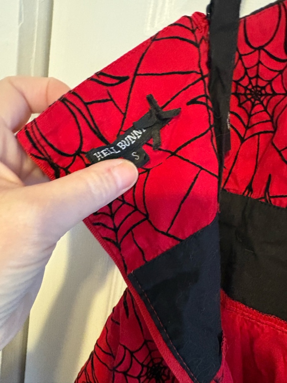 Hell Bunny Red and Black Spider Web Swing Dress - Picture 4 of 8